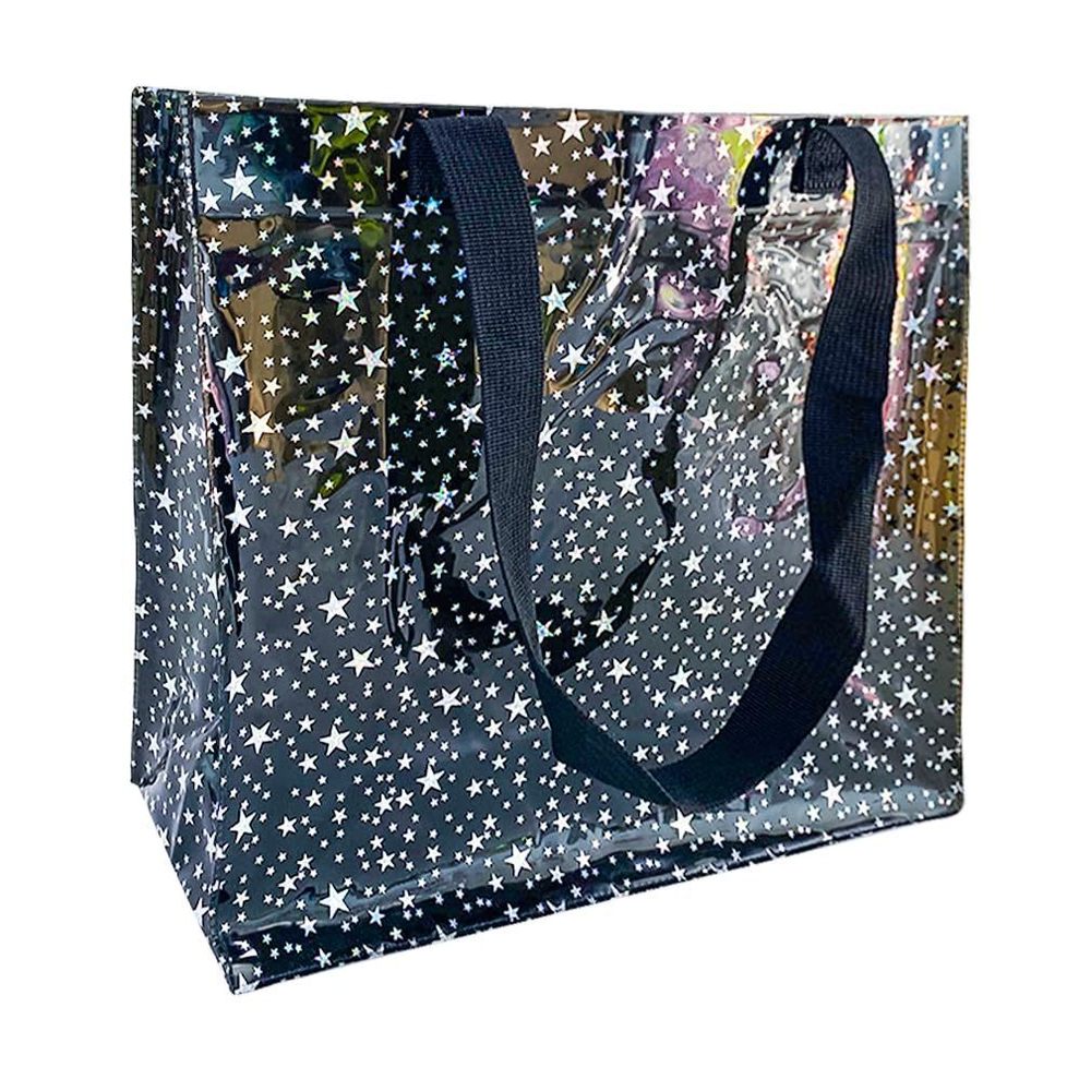 Toteprint 1Pcs Star Transparent Shoulder Tote Handbag 12X11 X 5 Black T_T
